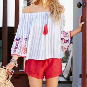 Alter’d state off the shoulder embroidered top